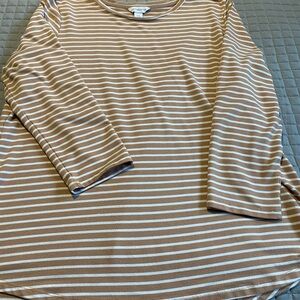 Liz Claiborne Tan and White Striped Top